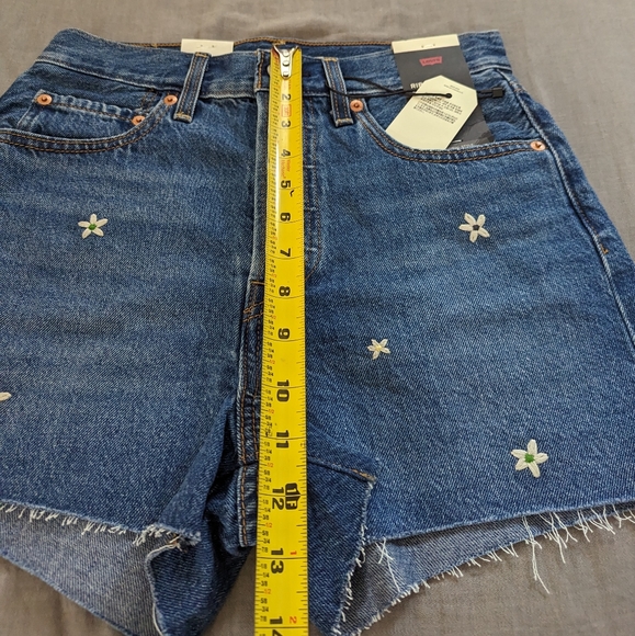 Levi's Ribcage Embroidered Cutoff Jean Shorts - Picture 9 of 11